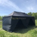 Telts 6x3m melna ar sienām
